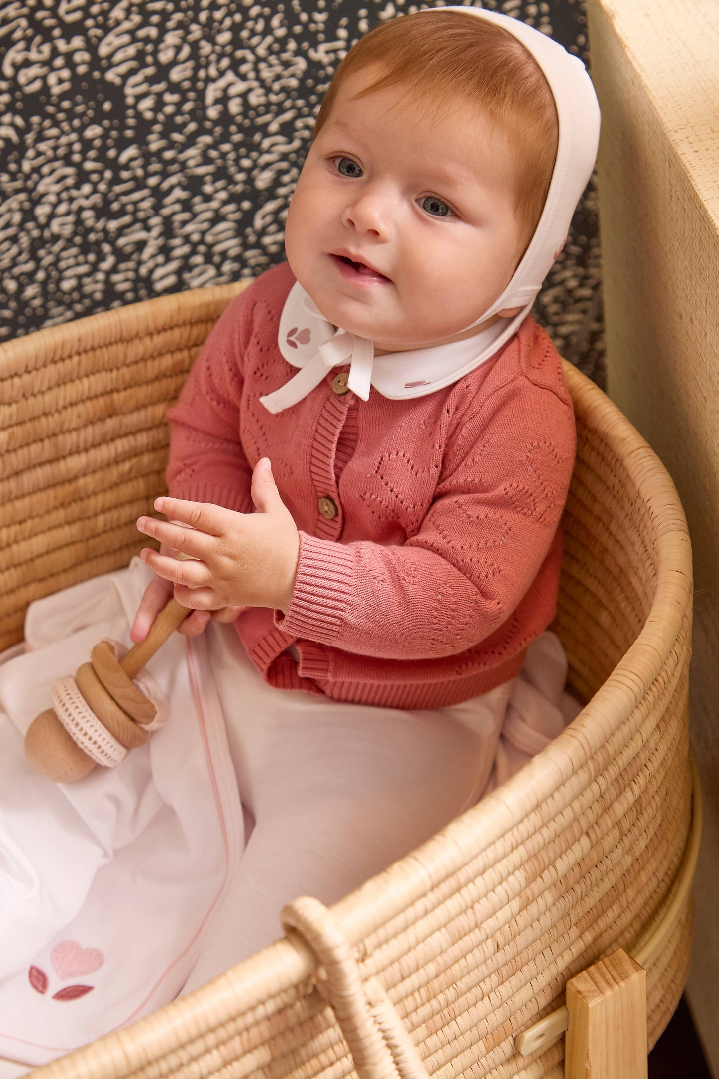 Heart Cardigan: Rose Pink / 12 Months