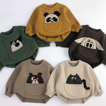 Annie & Charles® animal knitted sweater: Beige bear