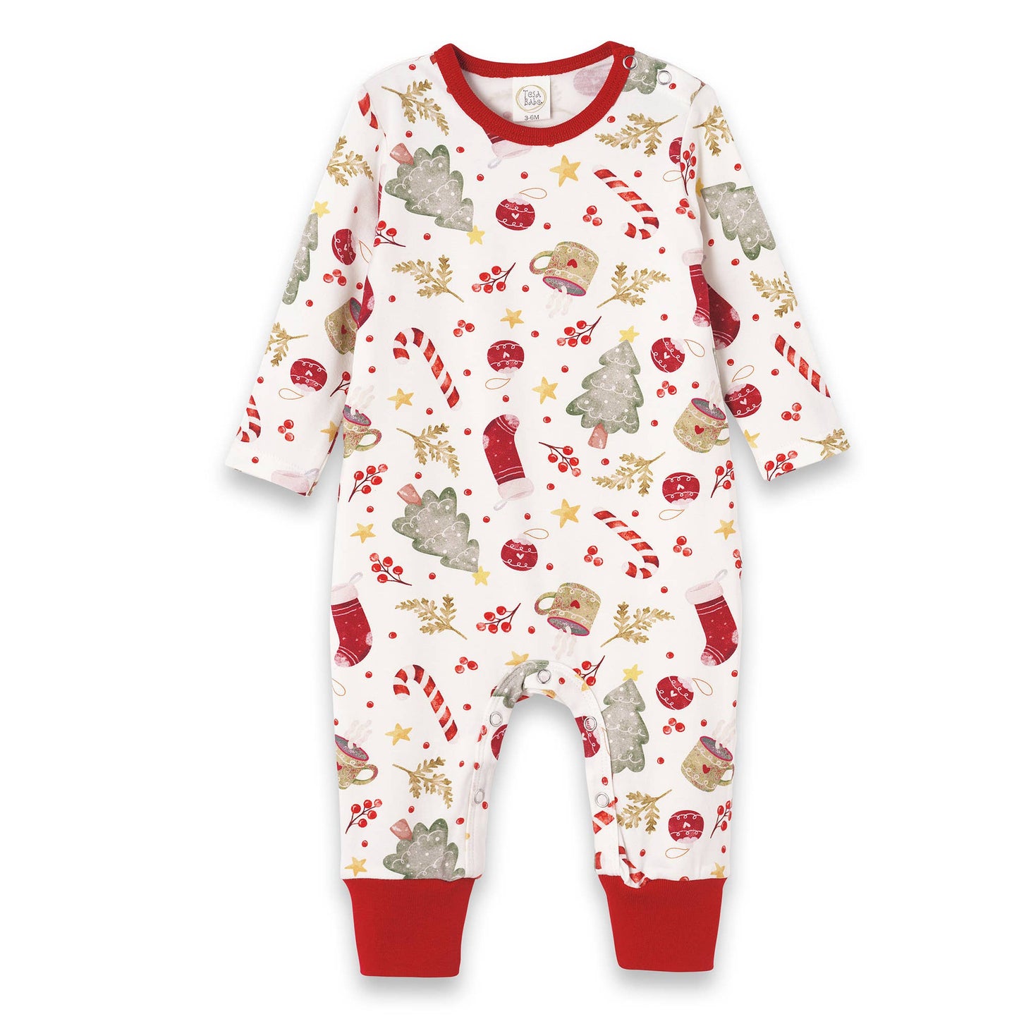 Baby Holiday Bamboo Romper – Christmas Print One-Piece: 3-6M
