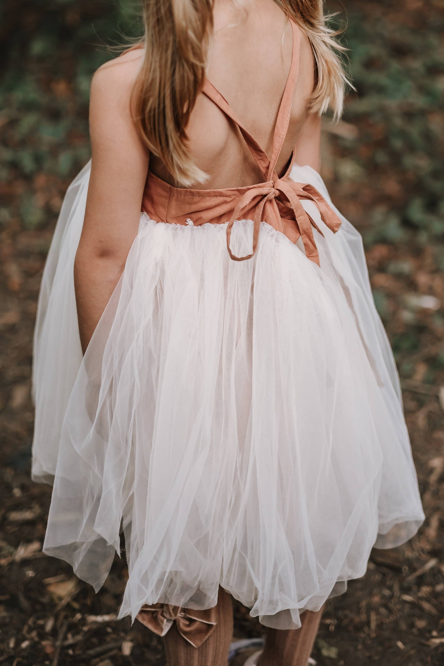 Annie & Charles® organic linen tulle dress: Apricot