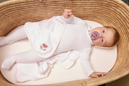 Peter Pan Heart Collar 3 PC Footie Set: Winter White / 6-M