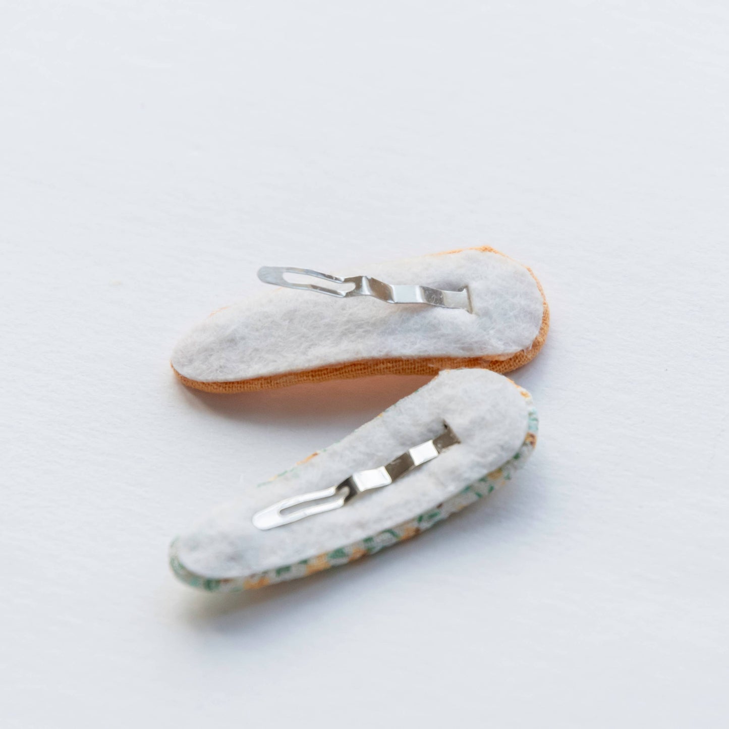 Triangle Embroidered Floral Snap Hair Clips | Yellow