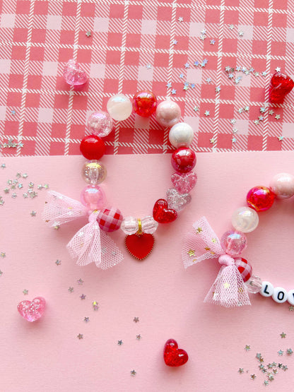 Valentine Red Heart Kids Charm Bracelet
