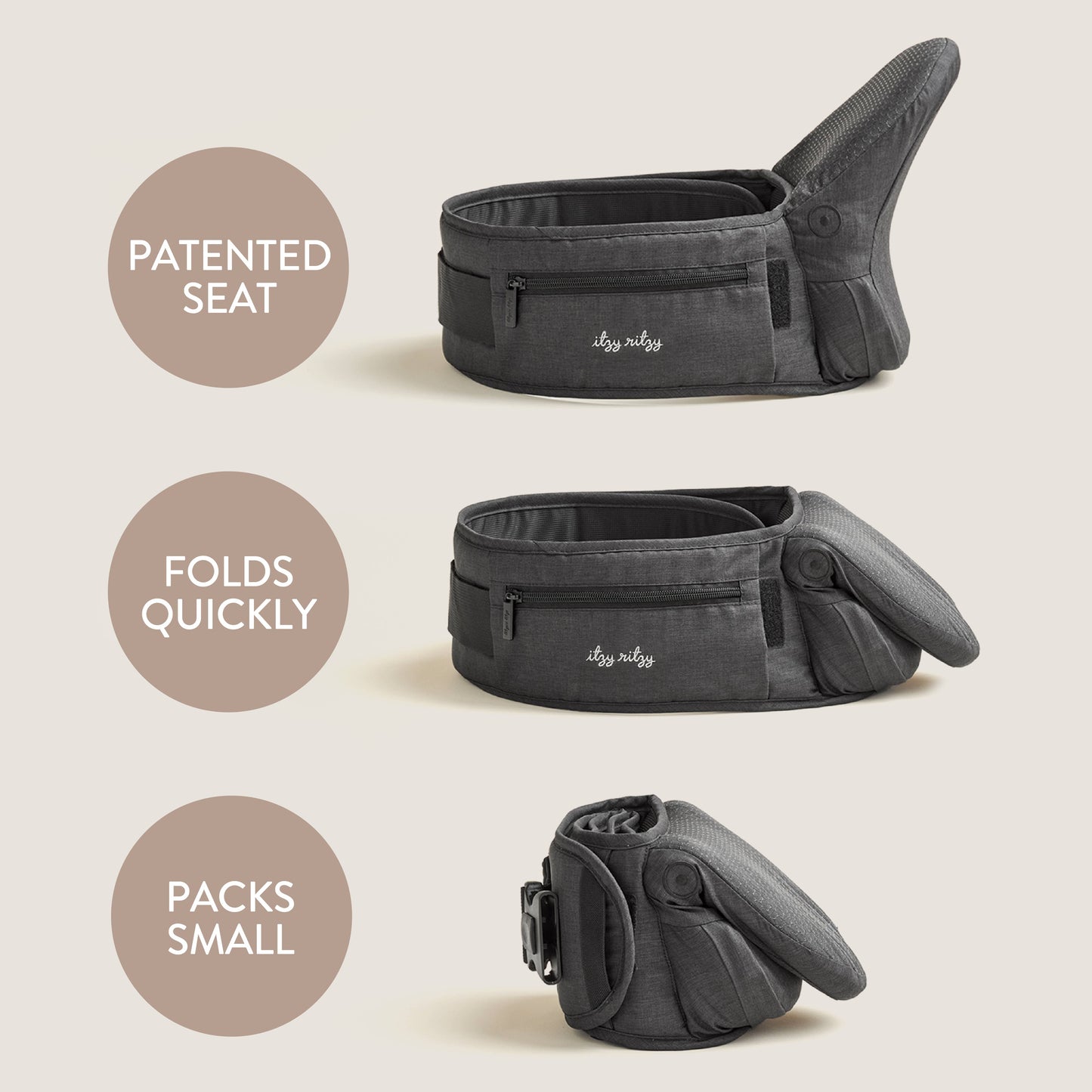 Itzy Hold & Fold™ Hip Seat Baby Carrier