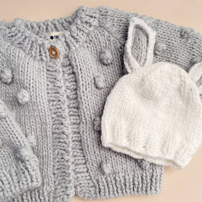 Popcorn Cardigan, Bowie Grey | Baby Sweater Kids Clothing: 12-24 mths