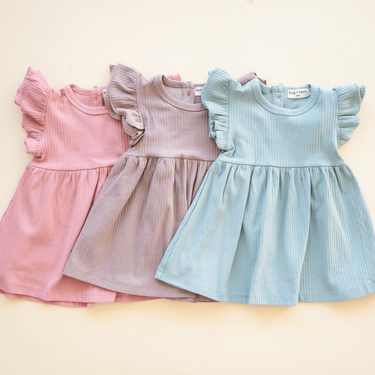 Organic Cotton Ruffle Dress | Mushroom: 12-18M