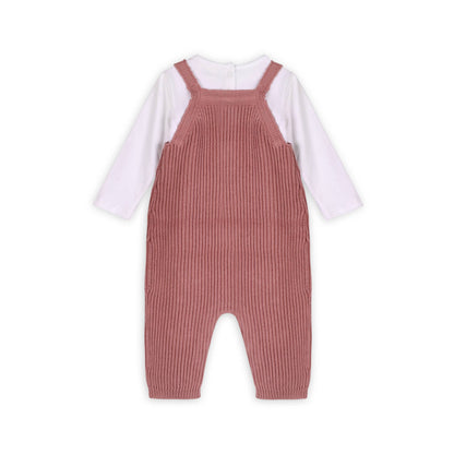 Sweet Bow Embroidered Sweater Knit Baby Jumpsuit (Organic): Vintage Rose / 6-12M
