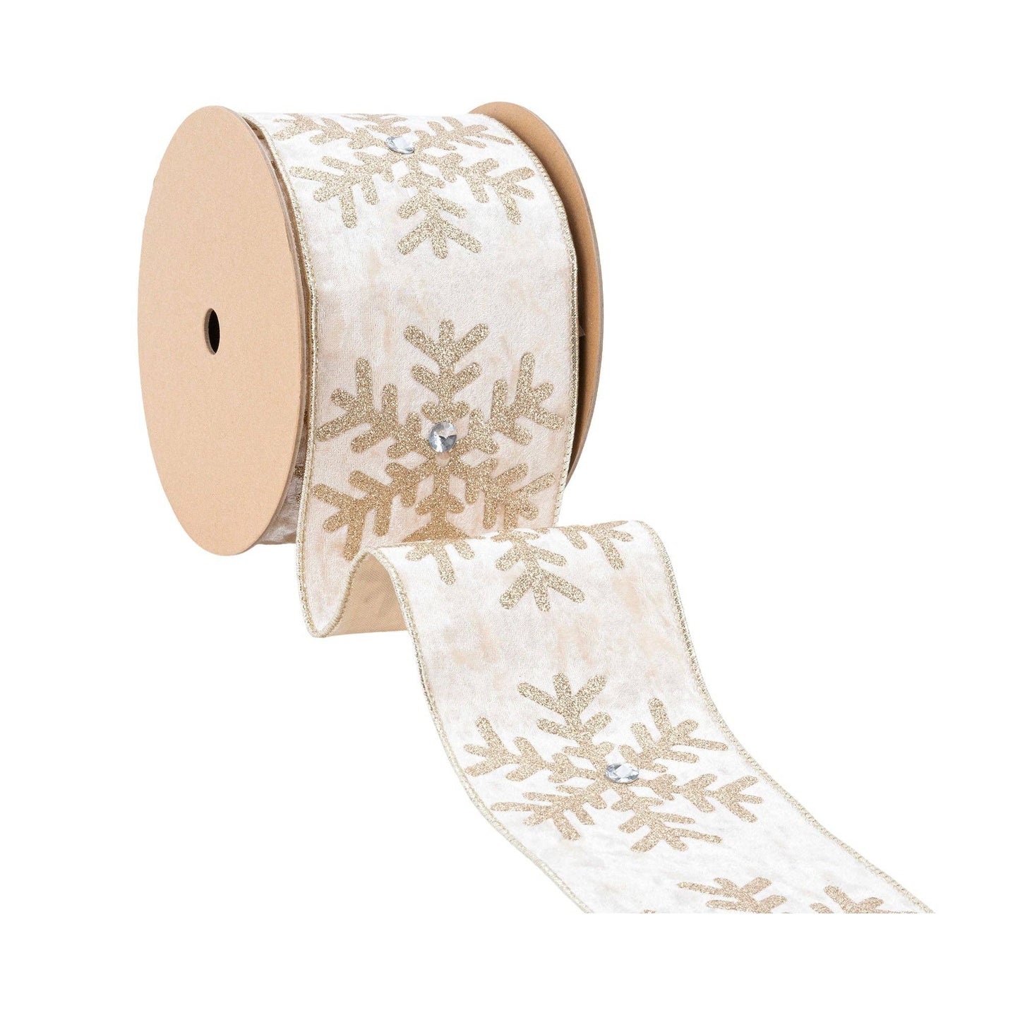 Wired Velvet Glitter Snowflake Jewel Ribbon 10yd