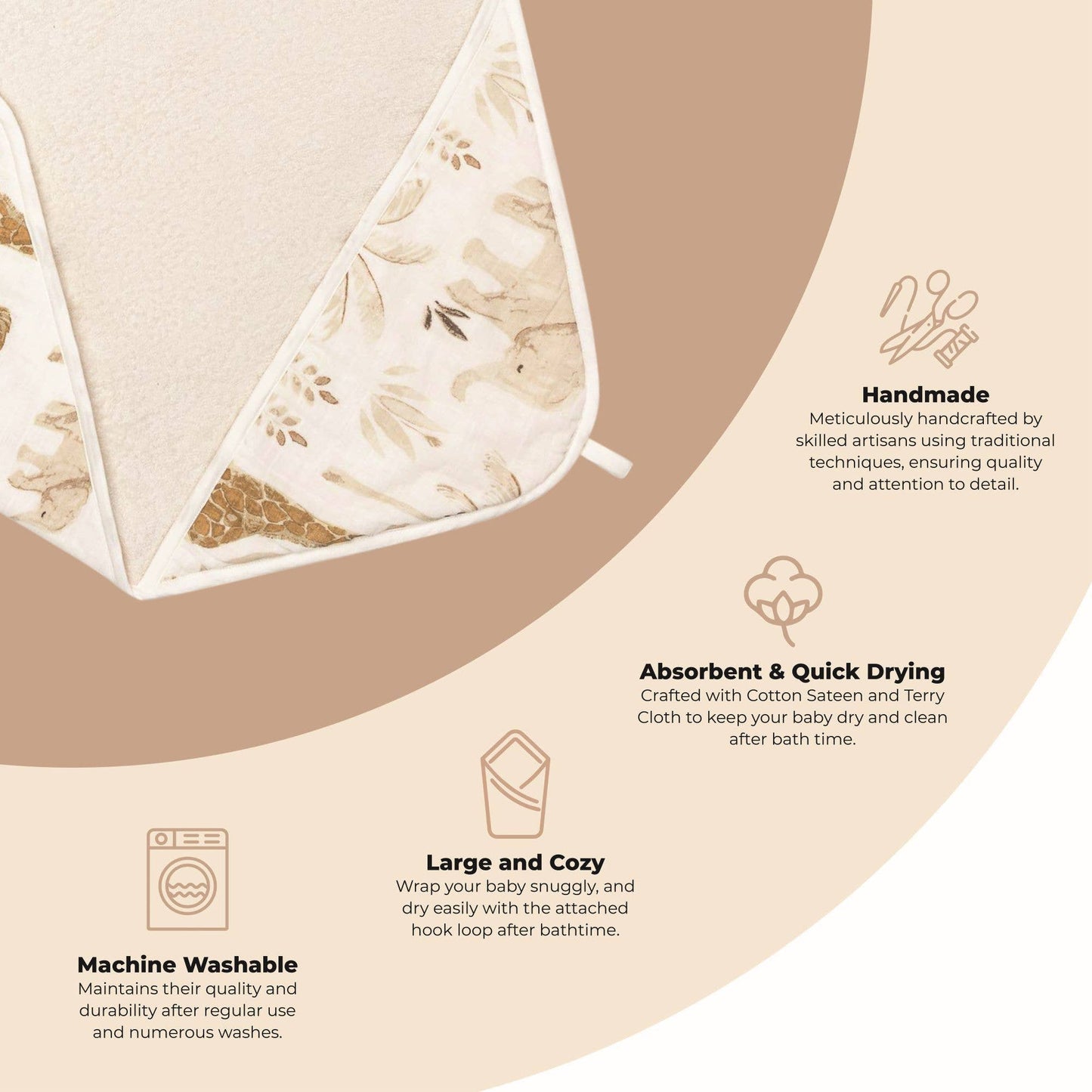 Kendi Baby Hooded Towel (Safari Animal)