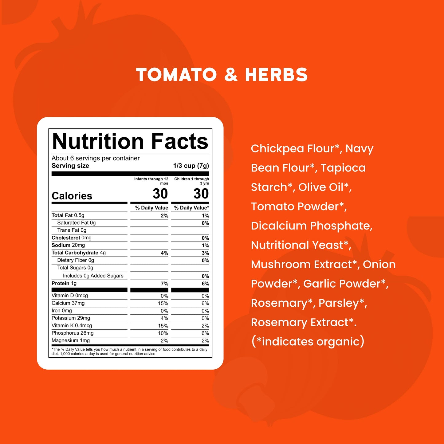 Tomato & Herbs Organic Grain Free Puffs (6 Cans)