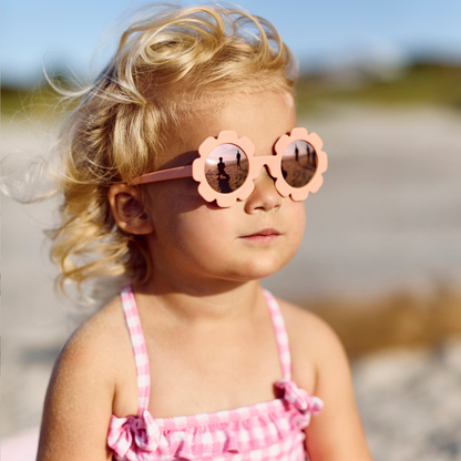 Polarized Flower: Rose Gold Mirrored Lens, Peachy Keen, Ages 3-5+