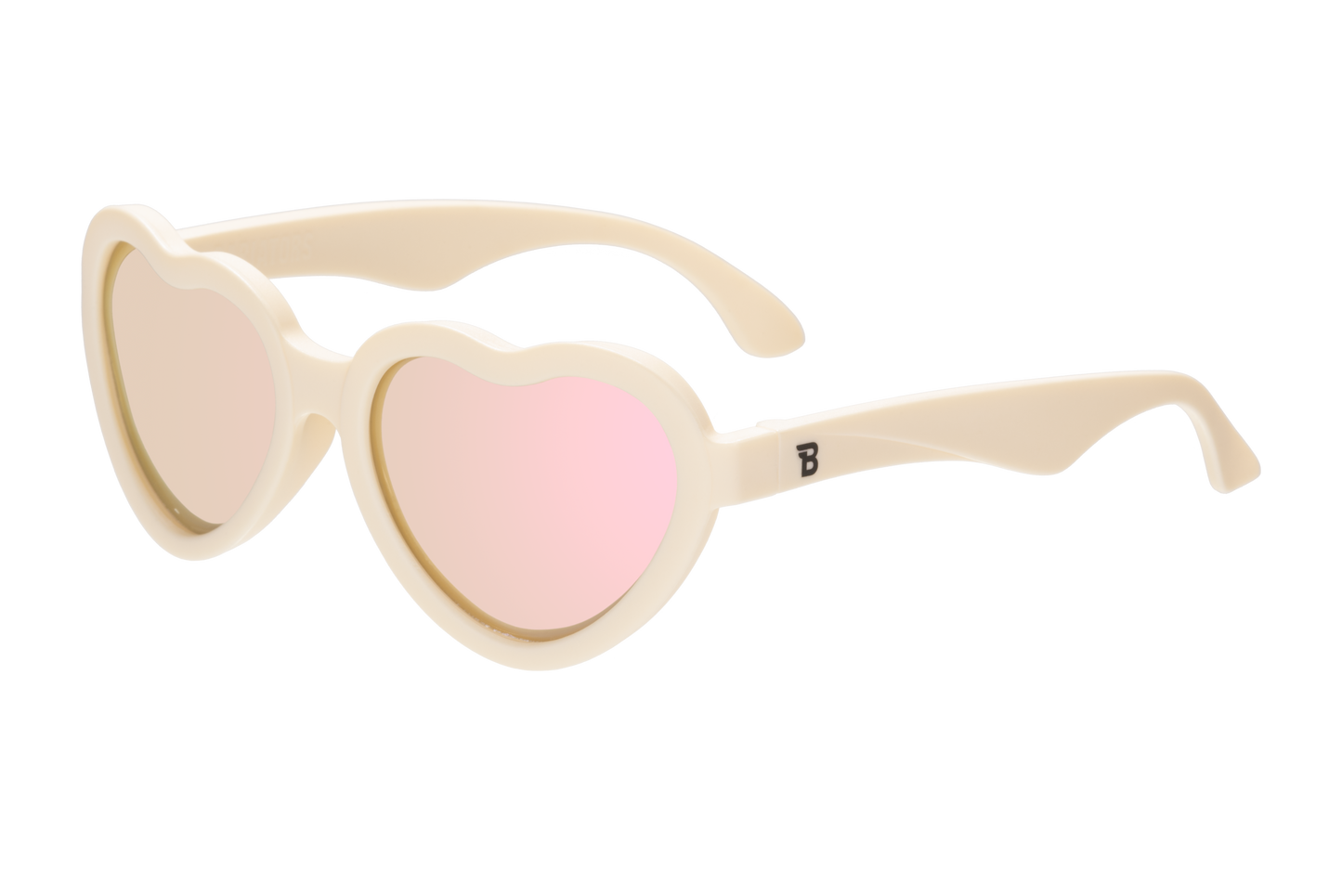 Sweet Cream Polarized Heart Sunglasses with Mirrored Lens