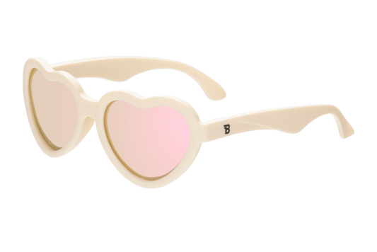 Sweet Cream Polarized Heart Sunglasses with Mirrored Lens