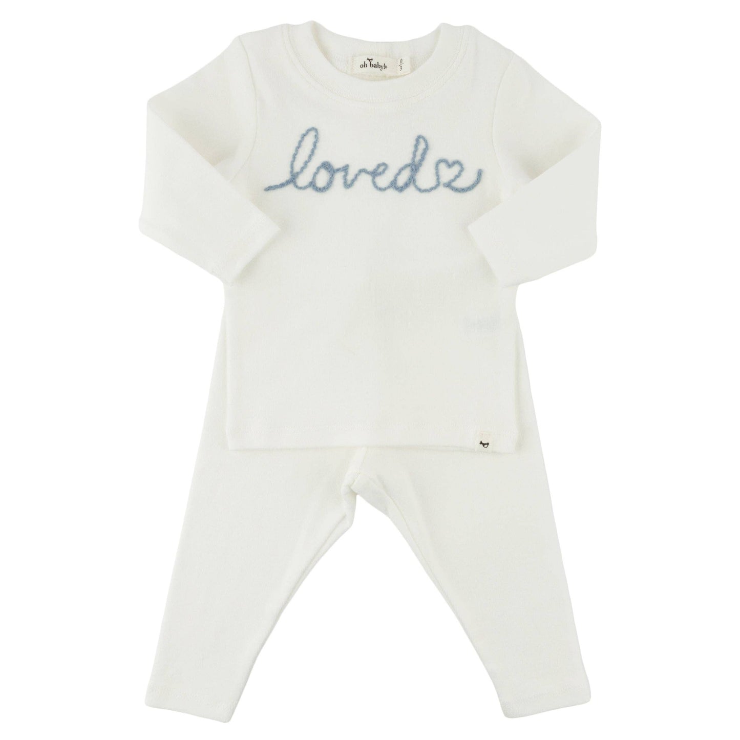 "loved with heart" Fog Embroidered 2pc Set