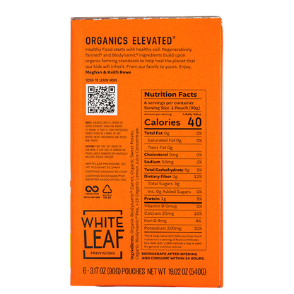 Organic Regenerative Carrot + Sweet Potato + Pea Puree: 24 (90g) pouches