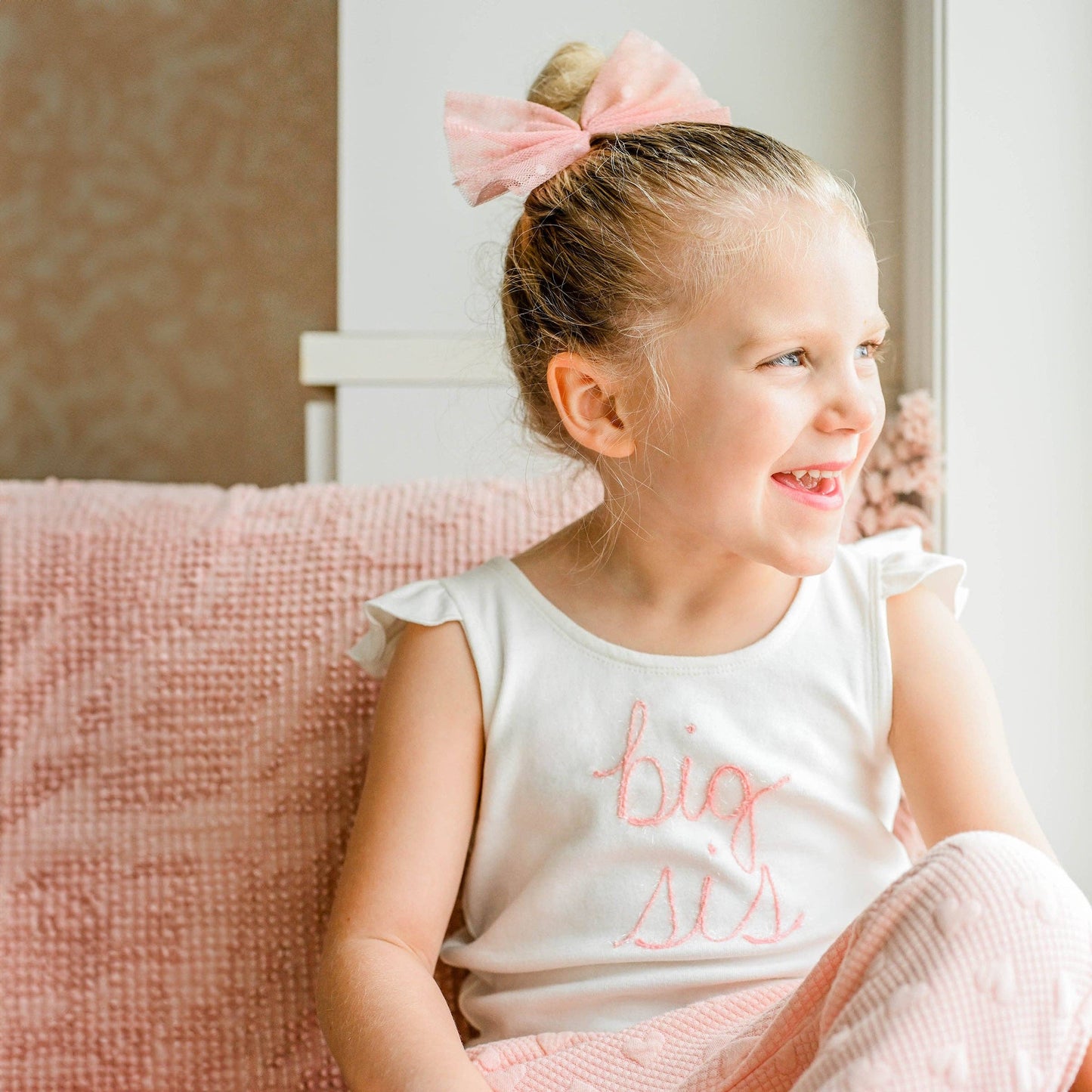 "big sis" Pink Sparkle Emb Cotton Baby Rib FS Tank