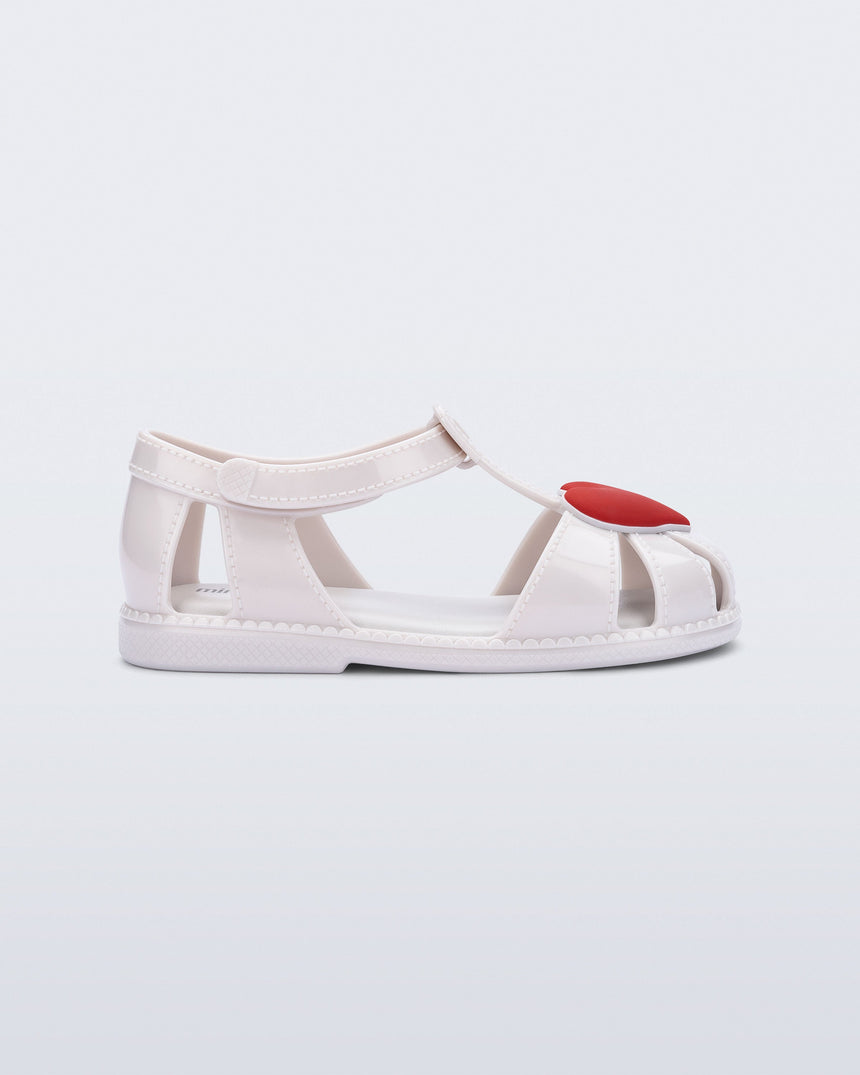 Mini Melissa Hip Heart Baby Ballerinas: White/Metalic