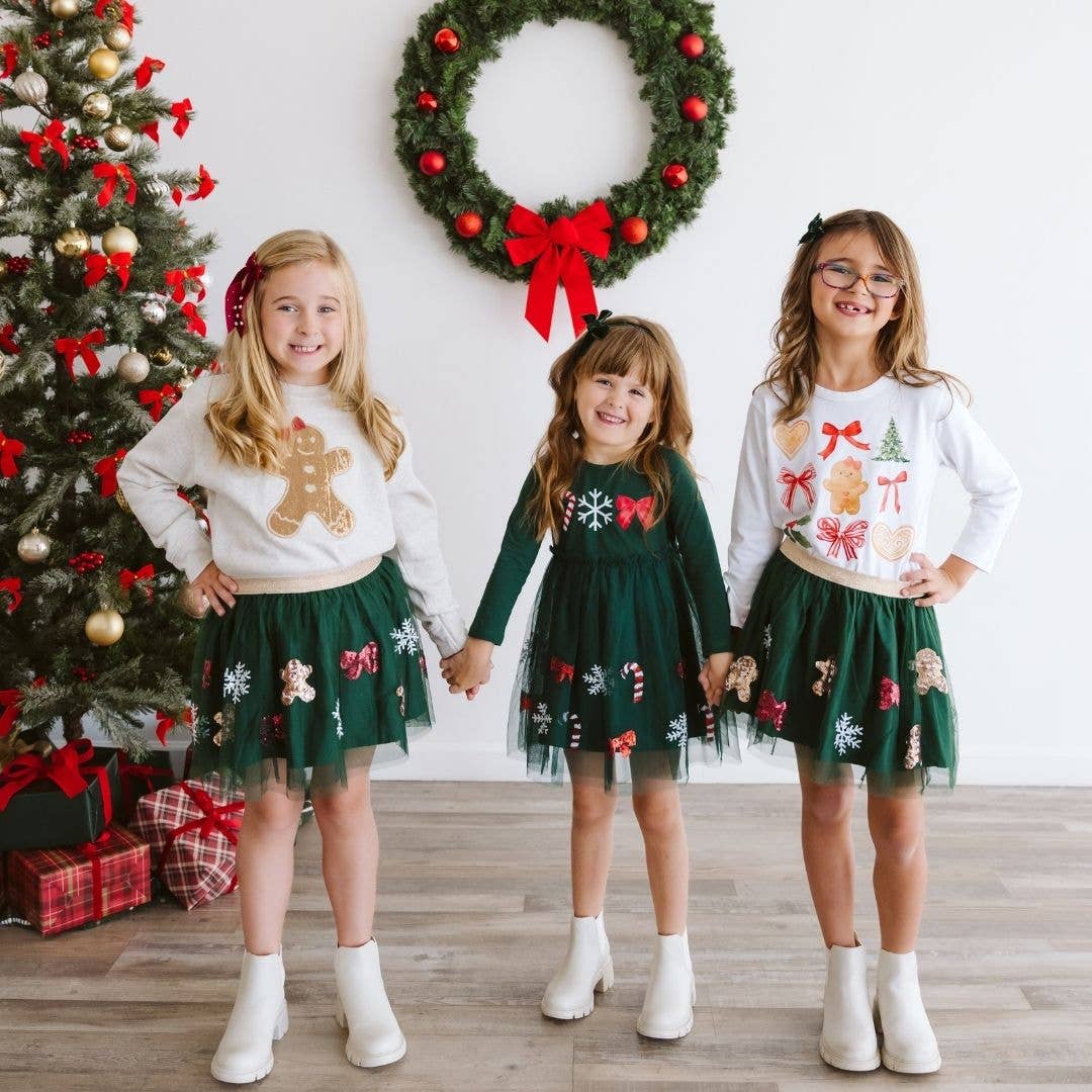 Gingerbread Joy Sequin Christmas Tutu - Kids Clothing: 4-6Y
