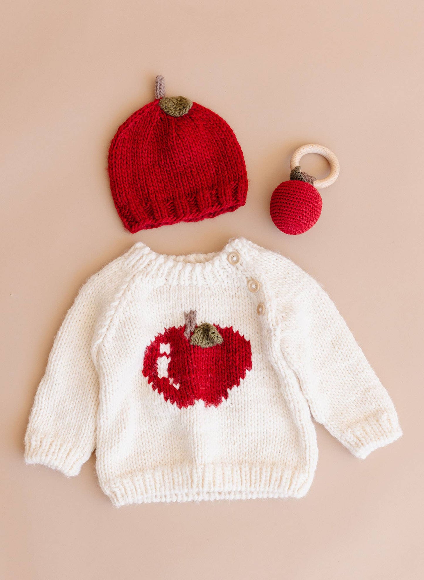 3D Apple Pullover Sweater Baby Kid Back to School Fall: Cream / S 12-24m