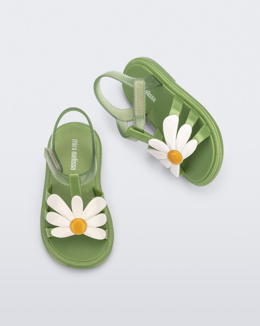 Mini Melissa Hip Bloomy Baby Sandals: Green