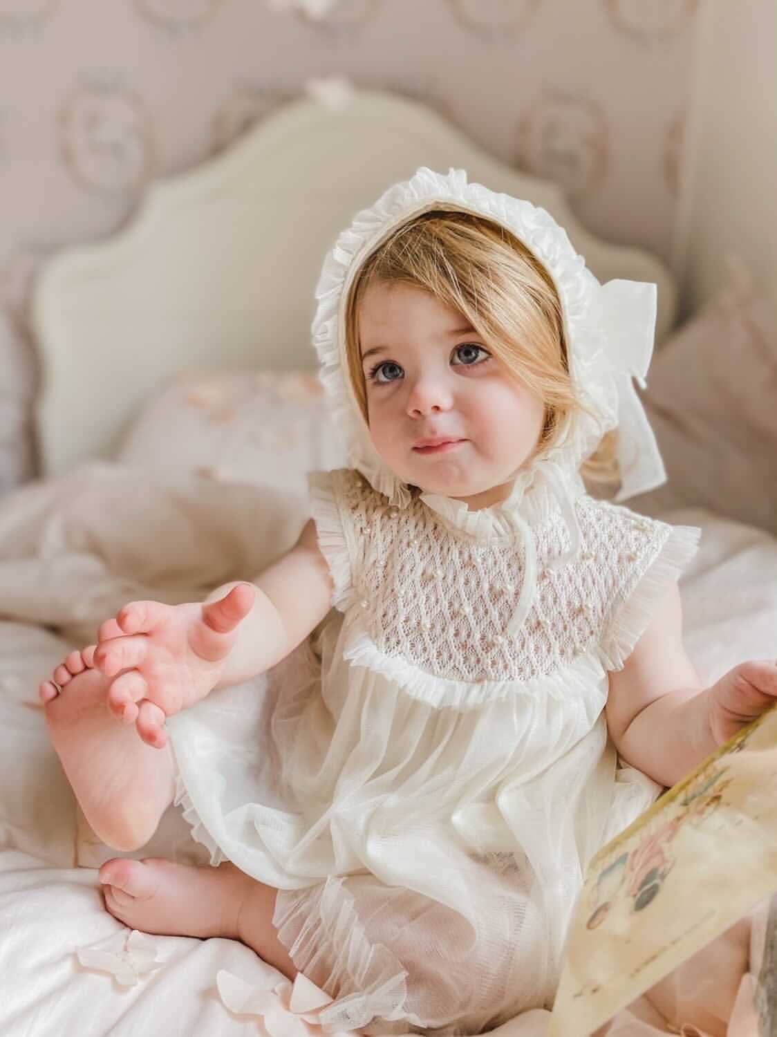 Bella Buttermilk Tulle Blouse and Bloomers Set: 6M
