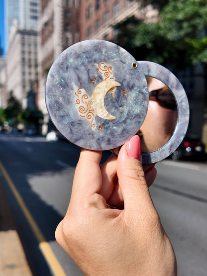 Hand-painted Celestial Moon Compact Mirror