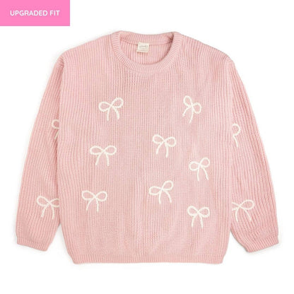 All Over Bows Knit Women's Sweater - Mommy and Me: L