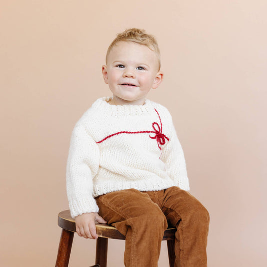 Present Sweater Kid Baby Holiday Christmas Bow Gift Matching: XS; 6-12M