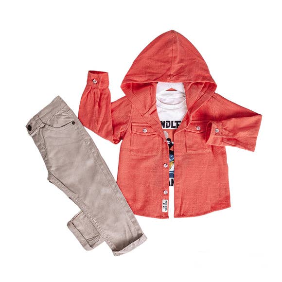 Little Boys' Comfortable and Stylish Hoodie Jacket, Pants: Ecru / 4T