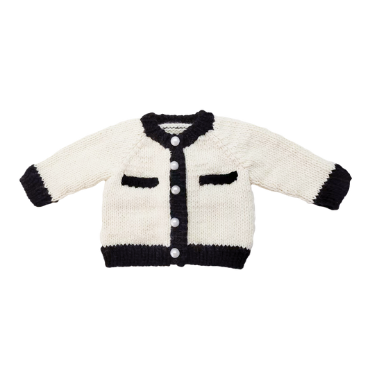 Coco Cardigan, Cream Black Pearl Girl Baby Toddler Apparel: Cream / M 2-3y