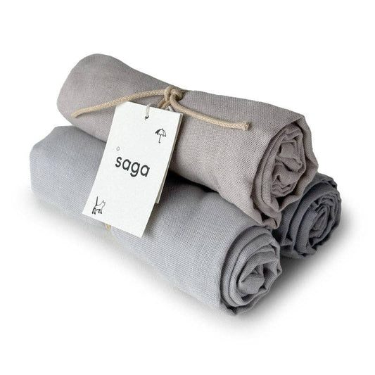Diaper Cloths Set 3pcs - Mixed Grey - 100% Organic Cotton