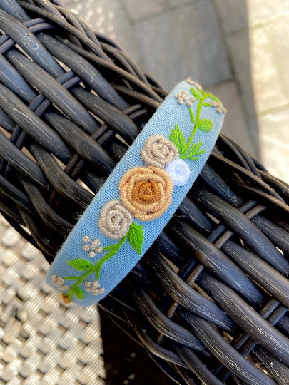 Floral Embroidered Headband, Collection Elena ✅: 4. Sunflower