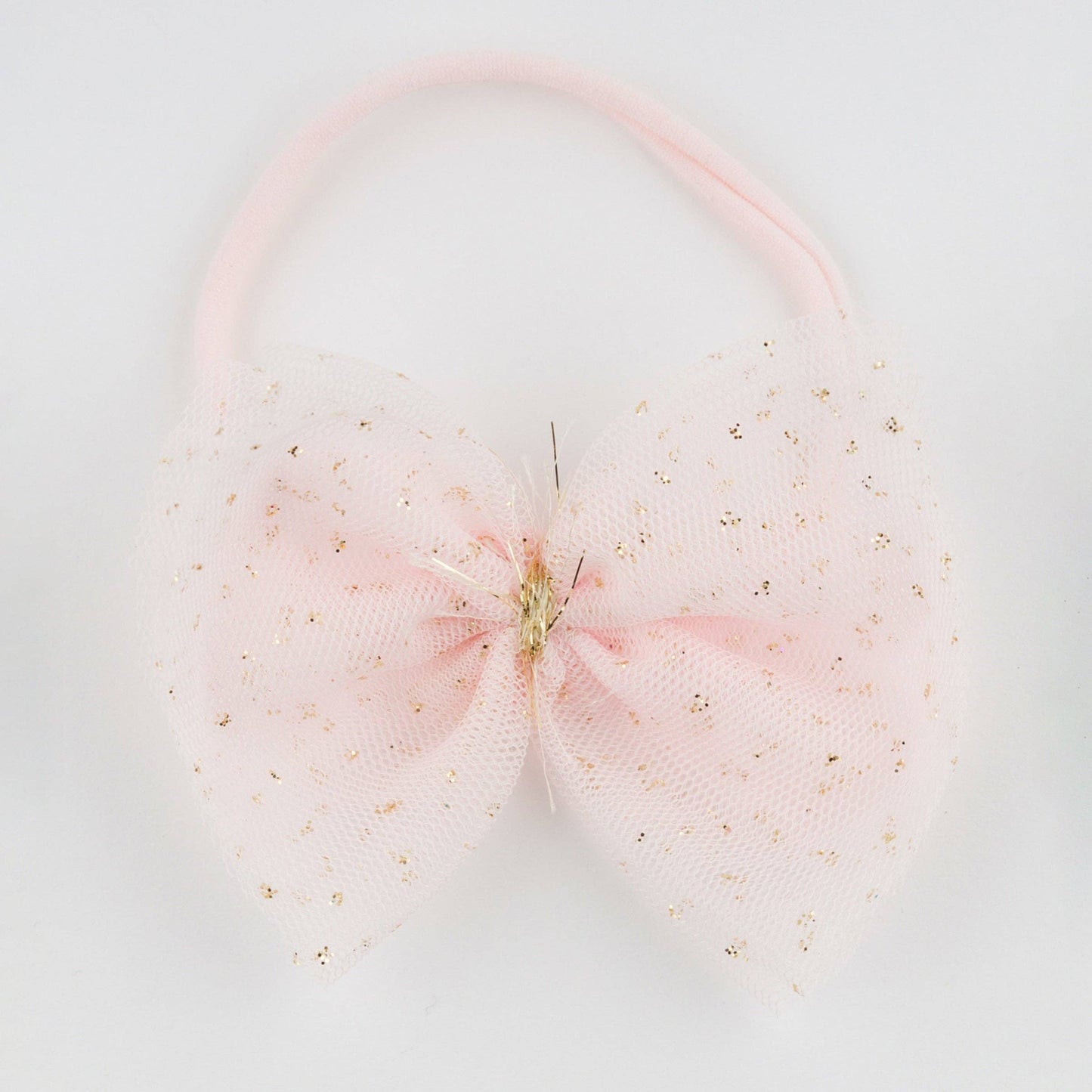 Light Pink/Gold Glinda Bow Nylon Headband