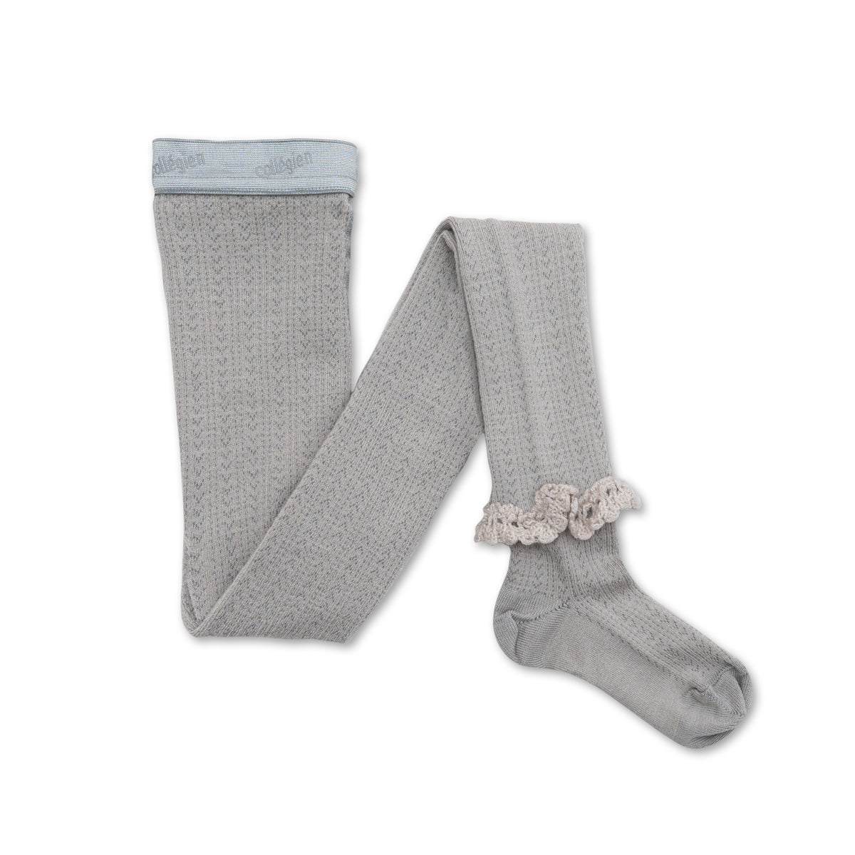 Daphné Pointelle Merino Wool Tights with Lace Trim