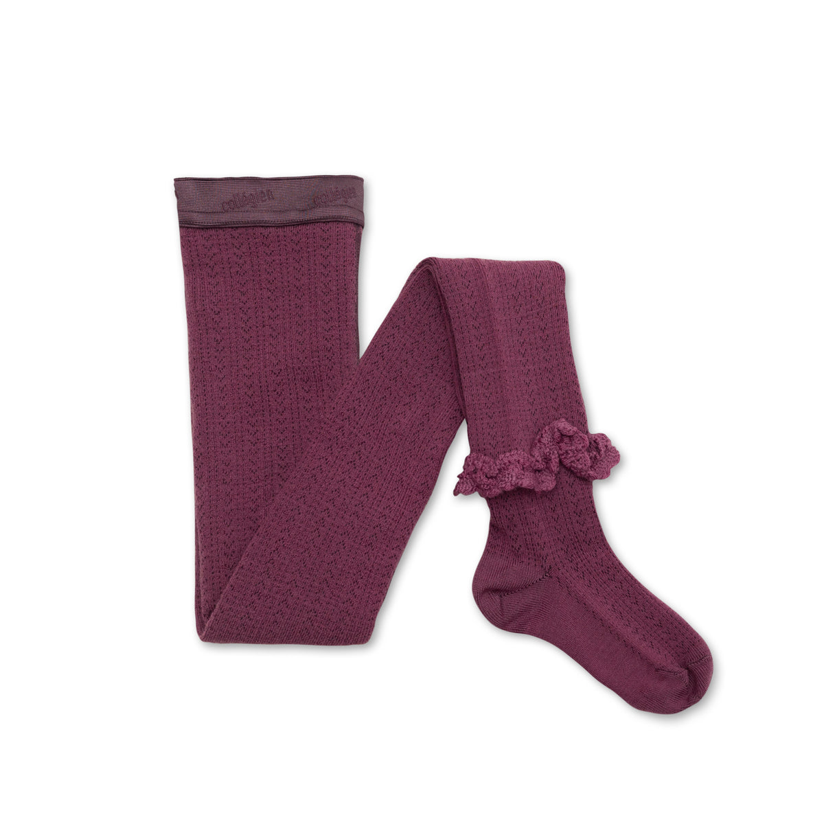 Daphné Pointelle Merino Wool Tights with Lace Trim