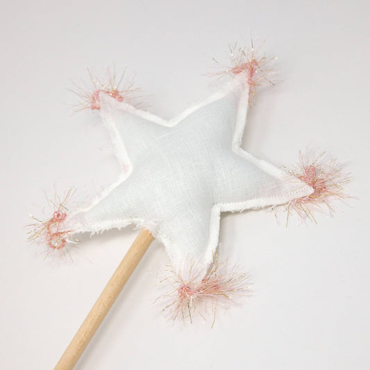 Oyster Linen Star Wand - Blush/Gold Trim