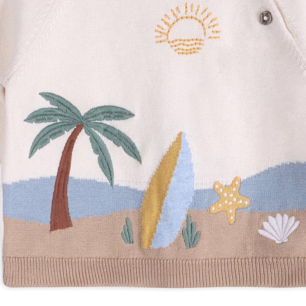 Surf Embroidered Baby Knit Pullover (Organic Cotton)