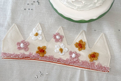 Boho Flower Full Sized Fabric Birthday Crown for Little Kids