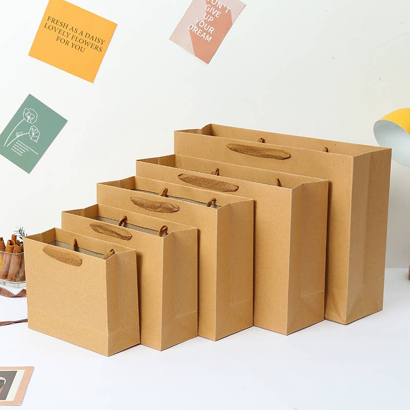Horizontal Brown Thick Kraft Paper Gift Bag w/ free tissue: B2