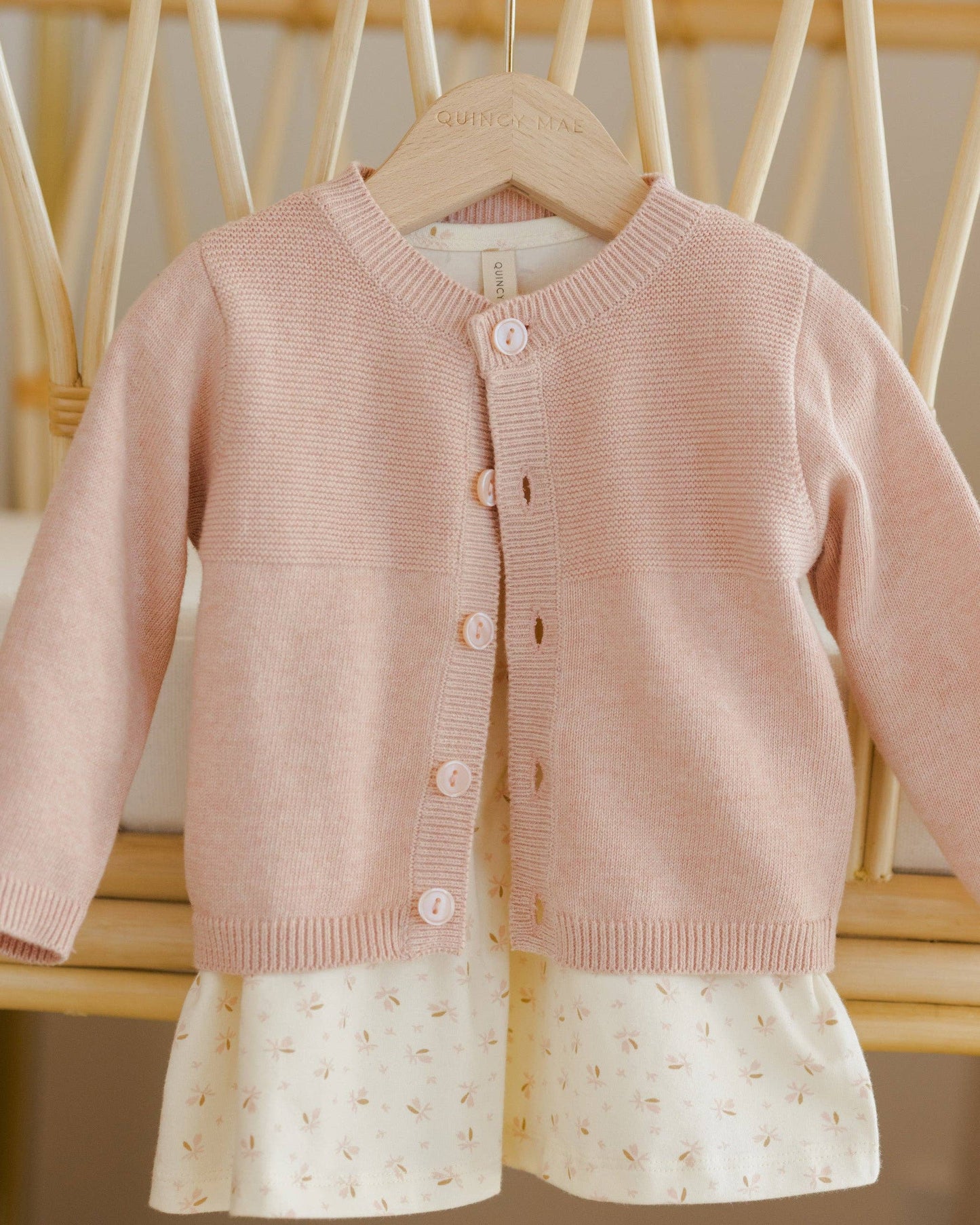 Knit Cardigan - Heathered Rose