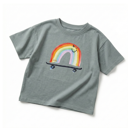 Rainbow Skateboard Tee – Organic Kids Tee (6–12m to 4y): 18-24m
