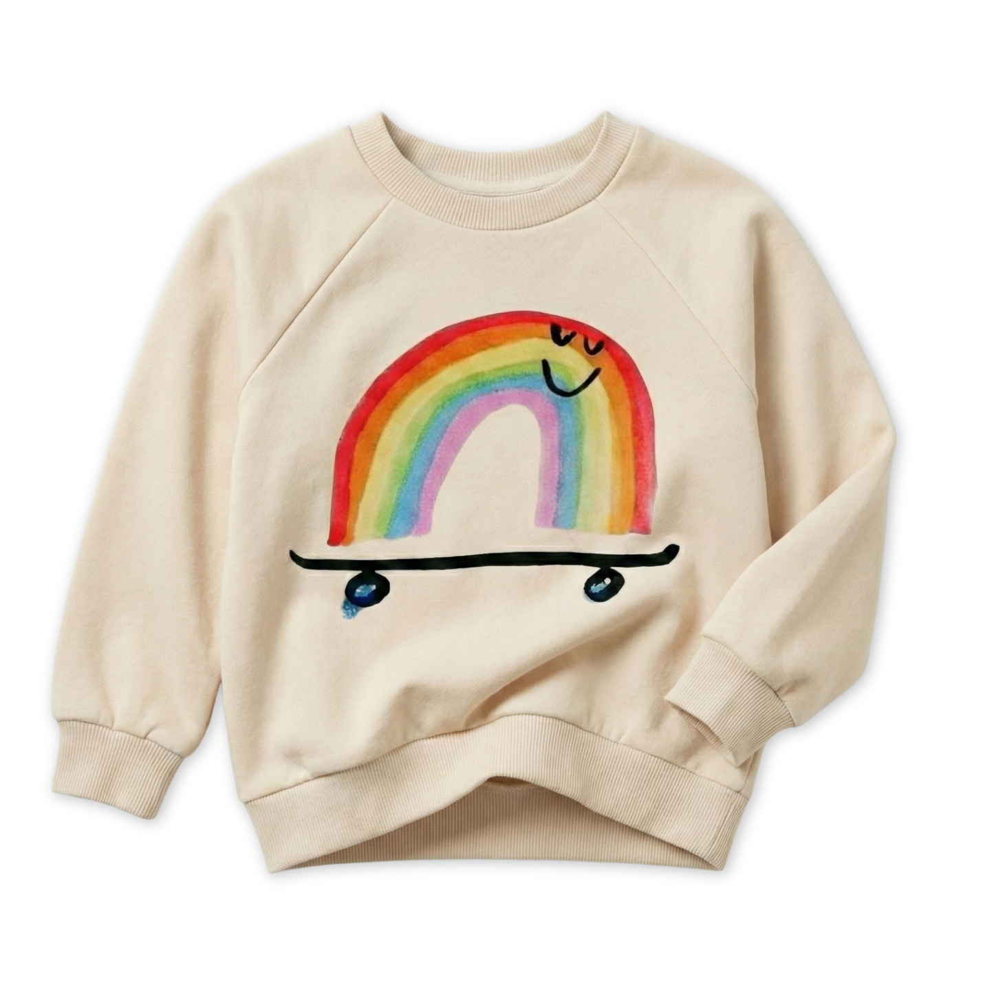Organic Cotton Sweatshirt - Rainbow Skateboard: Lavender / 4Y