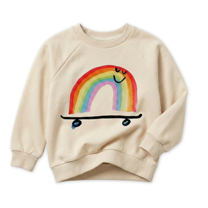 Organic Cotton Sweatshirt - Rainbow Skateboard: Lavender / 3Y