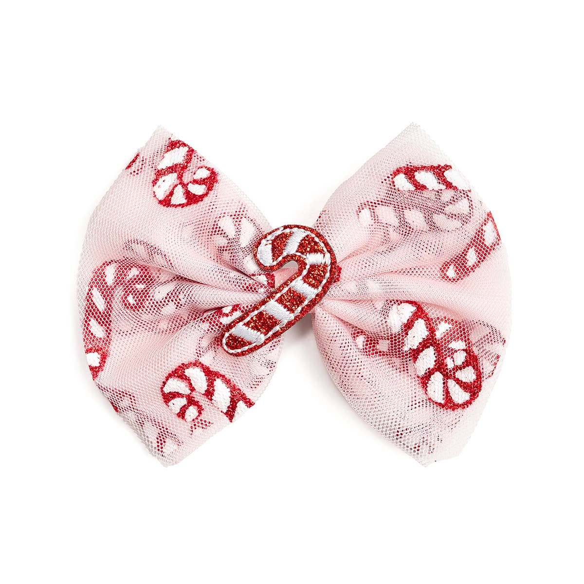 Candy Cane Confetti Christmas Tulle Bow Clip - Hair Bows