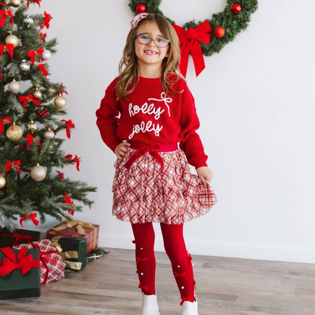 Ruby Red Bedazzled Tights - Holiday Accessories: 2-4Y