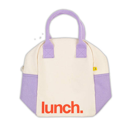 Zipper Lunch Bag - 'Lunch' Lavender Poppy