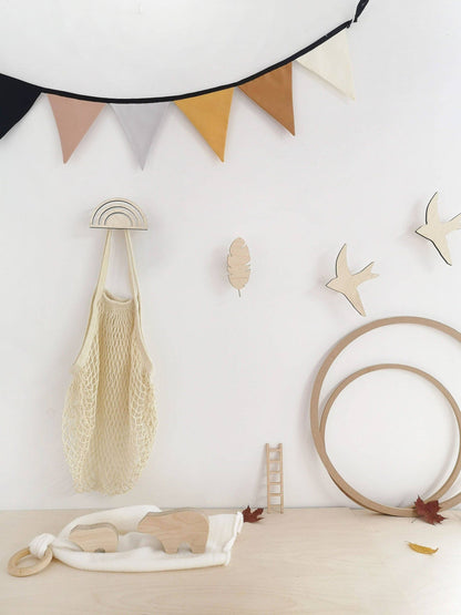 Wooden Hooks - Star Shape, Cloud, Moon, Swallow, Rainbow: PLUME
