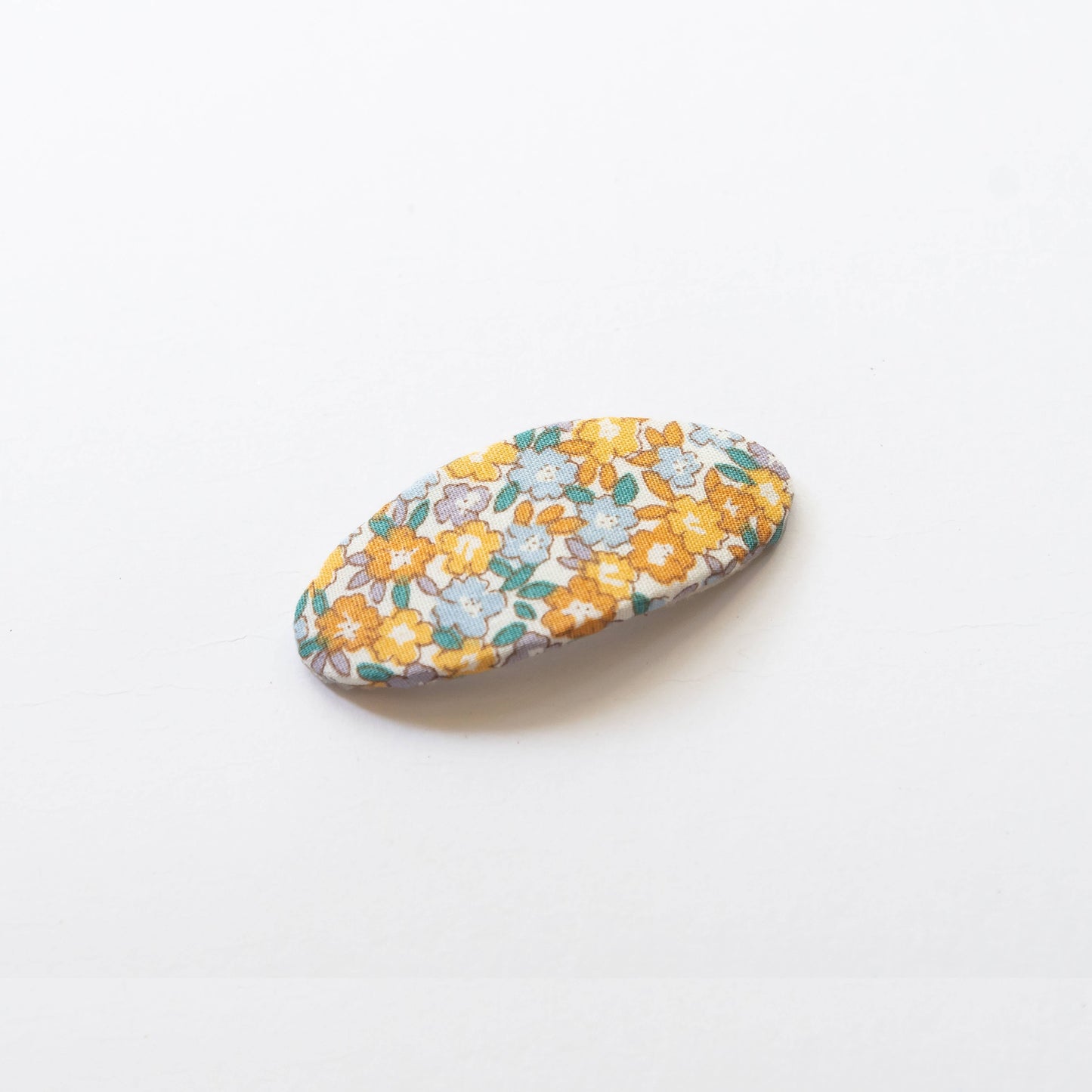 Oval Embroidered Floral Snap Hair Clips | Mustard