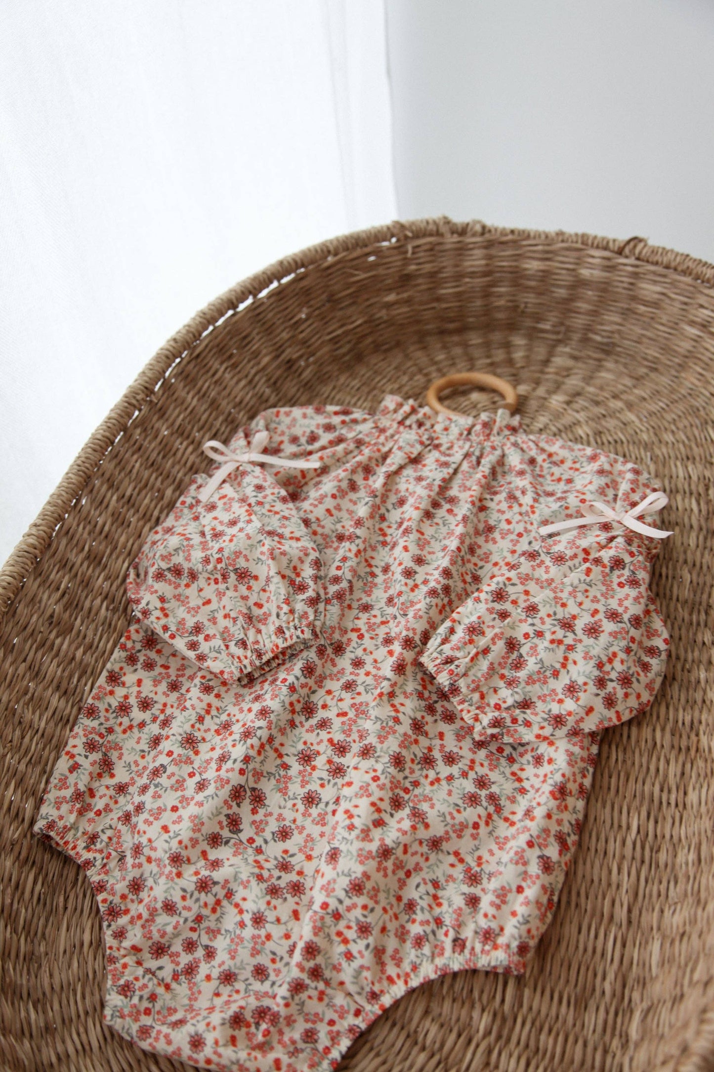 Autumn Floral/Bow Long Sleeve Romper: 18-24m