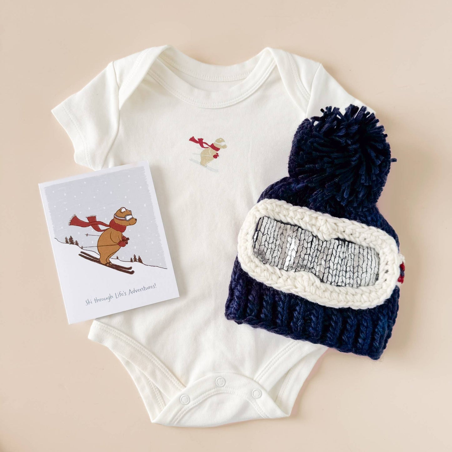 Onesie Ski Bear Baby Bodysuit Organic Winter Graphic Gift